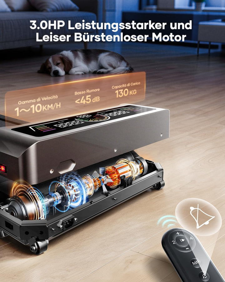 Laufband für Zuhause mit 10% Neigung, 1-10km/h unter den Schreibtisch Walking pad, 3.0HP Leiser Moto