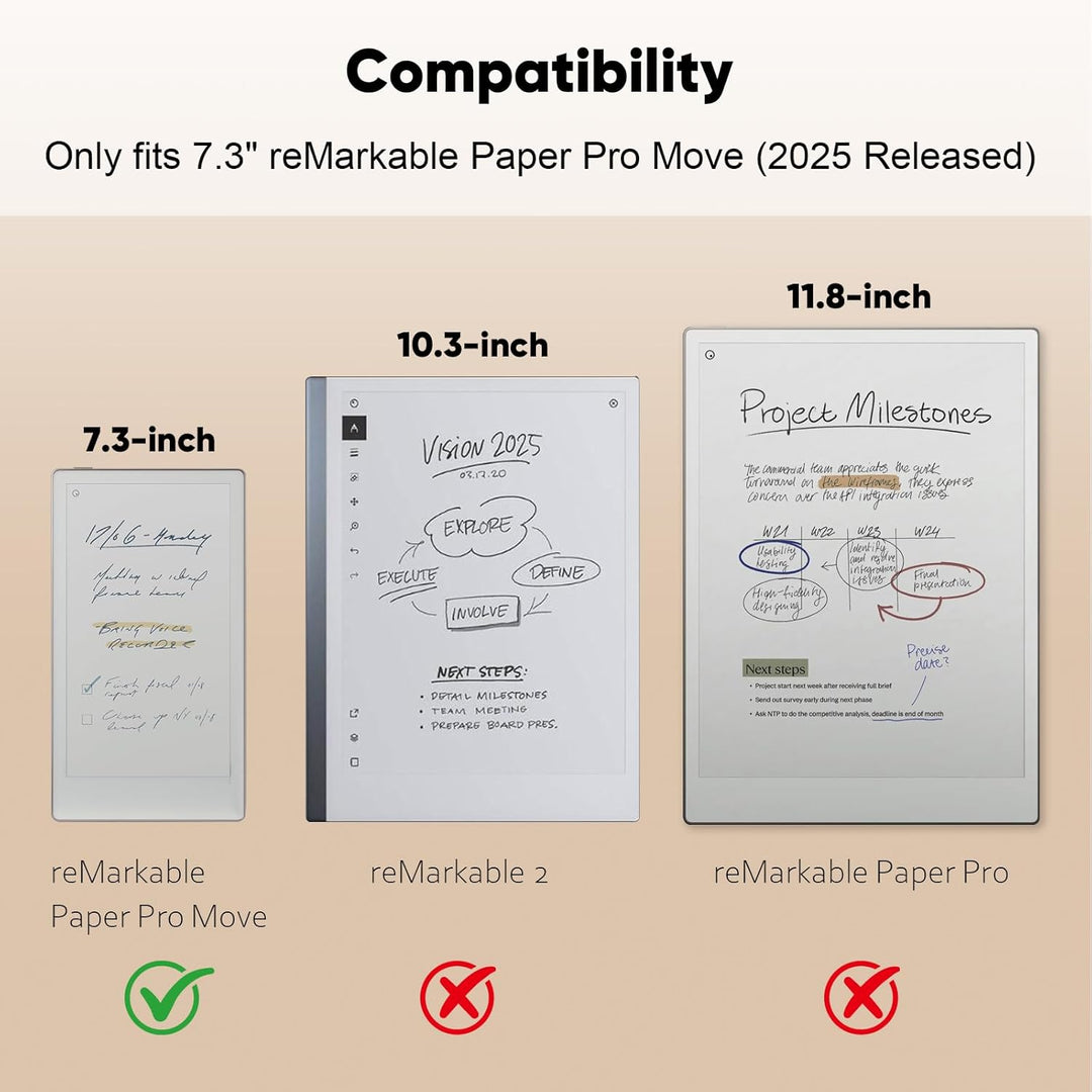Fintie Hülle für Remarkable Paper Pro Move 7.3" 2025 mit Stifthalter, Hochwertiges PU-Material Leich