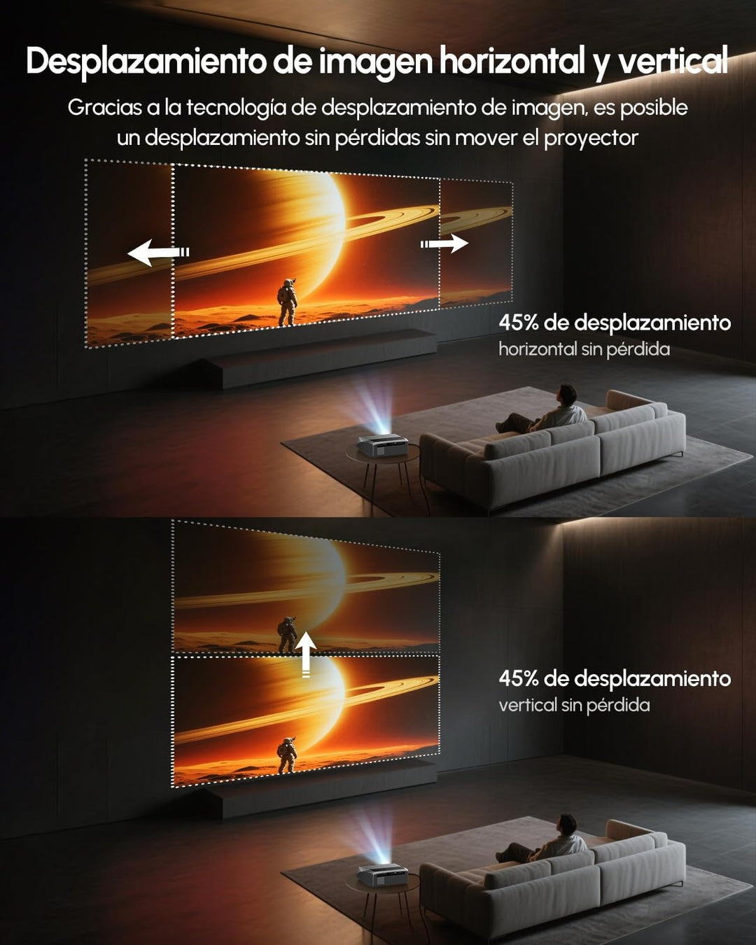 4K Smart Beamer Tageslicht mit Zertifizierten Apps, 2300 ANSI LED Projektor, DB-Audio, Autofokus, Wi