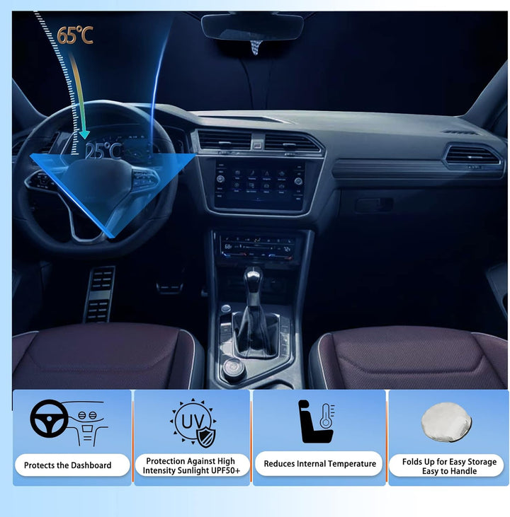 SHAOHAO Kompatibel mit VW Tiguan MK2 / Seat Tarraco FR ST/Skoda Karoq Crossover Sonnenblende Silber
