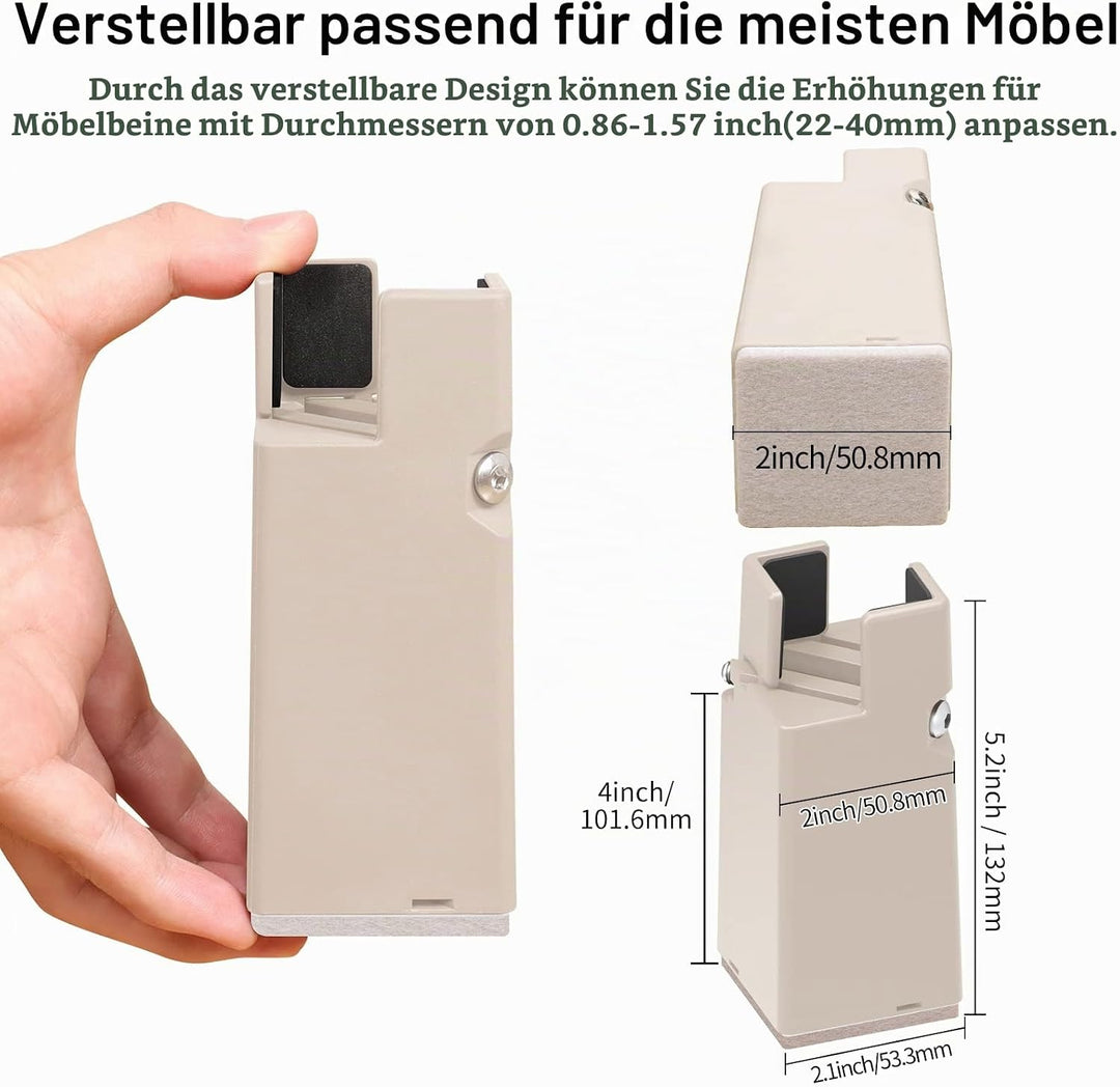 RCHYFEED Verstellbare Betterhöhung Möbelerhöhung 10cm mit Schraubklemme, Gray Betterhöher 4 Zoll Sch