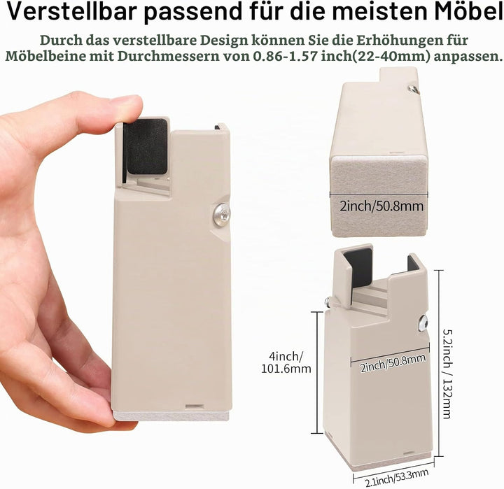 RCHYFEED Verstellbare Betterhöhung Möbelerhöhung 10cm mit Schraubklemme, Gray Betterhöher 4 Zoll Sch