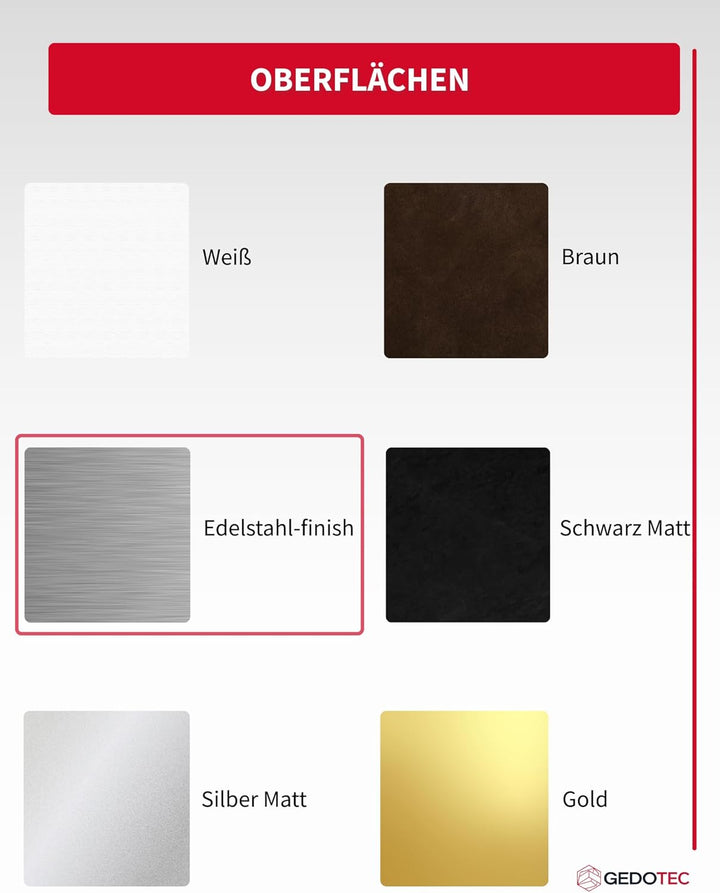 Gedotec Lüftungsgitter rechteckig aus Aluminium - 1 Stück Abluftgitter Edelstahl-finish - Heizungsgi