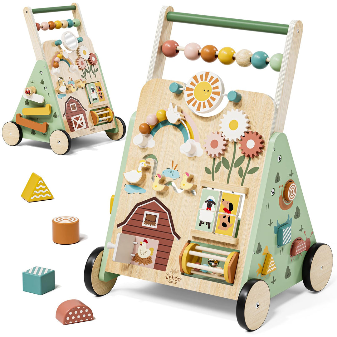 Lauflernwagen, Bauernhof Lauflernhilfe mit 10-in-1 Activity Center, Gehhilfe Baby, Lauflernwagen Hol