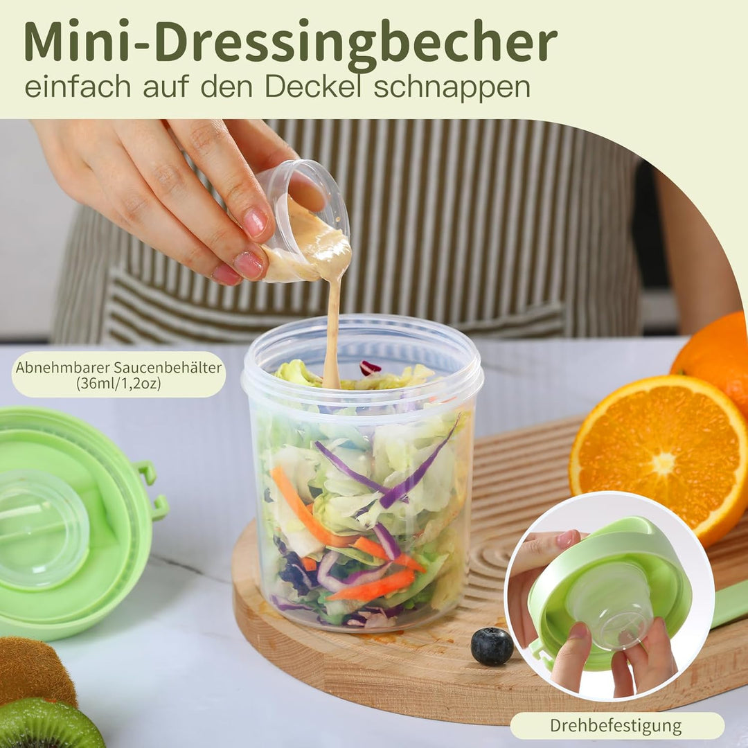 Luxear Müslibecher to Go, Grösser Joghurtbecher to go, Doppelschicht Müslibecher mit Löffel für Früh