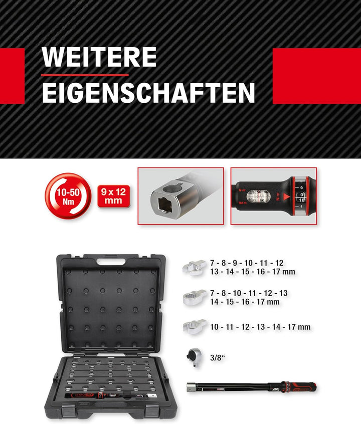 KS Tools Drehmoment Werkzeug-Satz für Drehmomentschlüssel 9x12 mm 516.1720 I 29-tlg. I 10-50 Nm I Sc