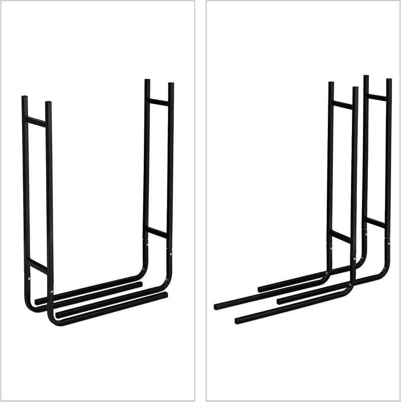 Relaxdays Kaminholzregal, Metall, aussen & innen, für Brennholz, moderne Holzstapelhilfe, HxBxT: 91x