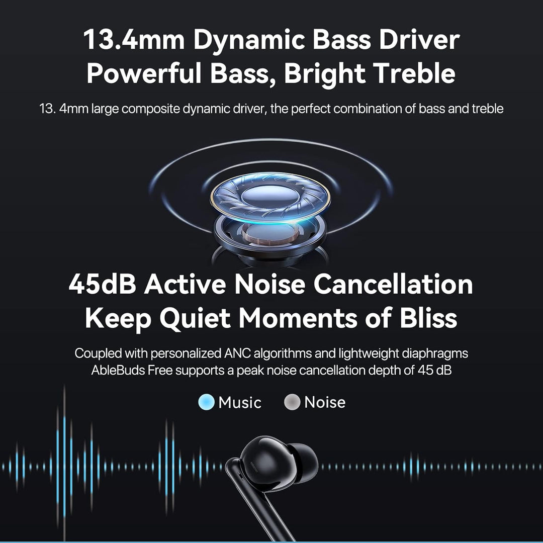 UMIDIGI Bluetooth Kopfhörer,Wireless Earbuds Ablebuds Free In-Ear Kopfhöhrer 45dB Lärmreduzierung,AN