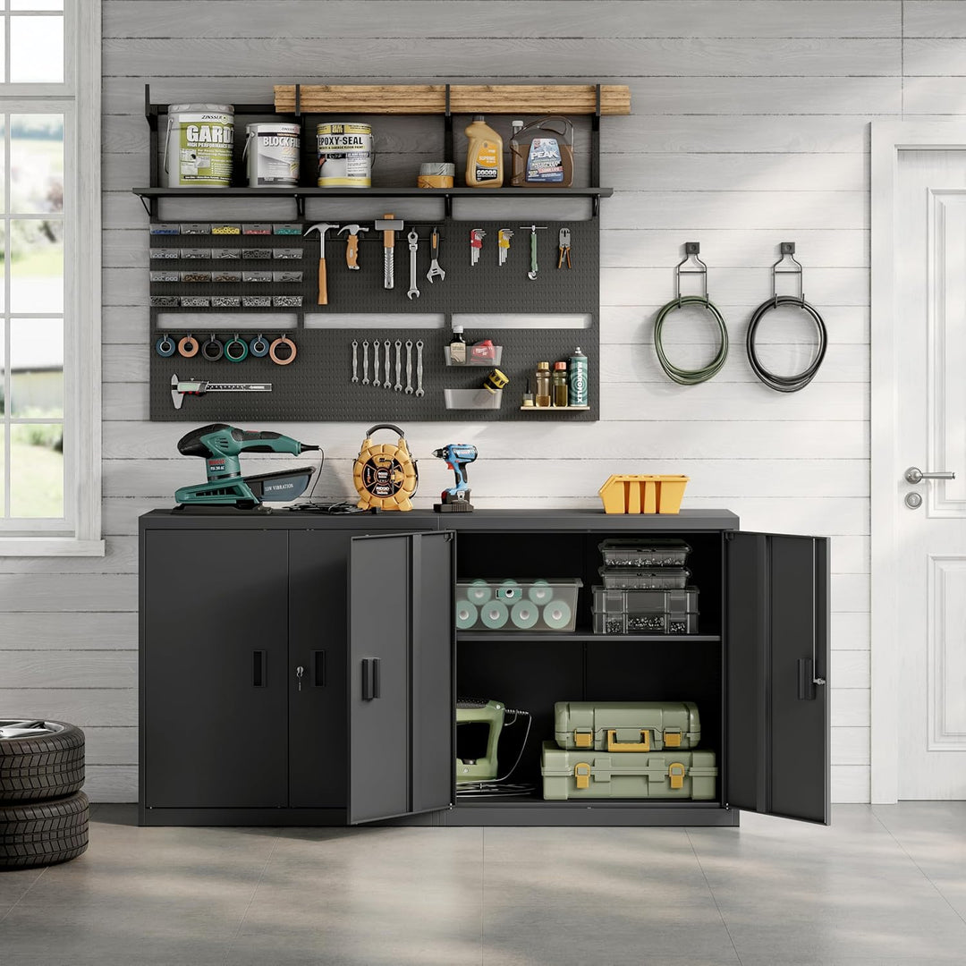 WOLTU Aktenschrank abschliessbar, Ordnerschrank mit höhenverstellbarem Einlegboden, Metallschrank mi