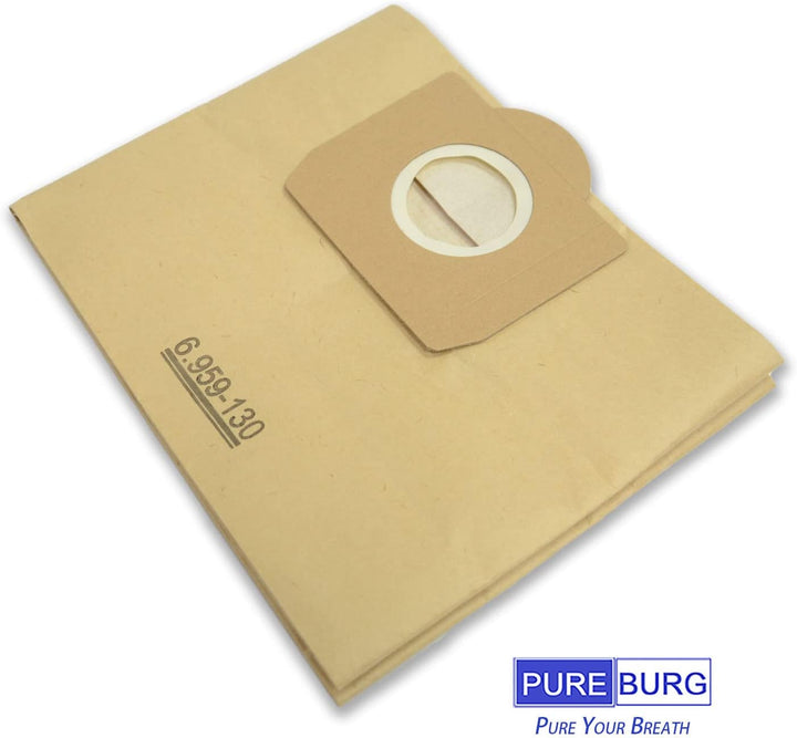 PUREBURG Papierfilterbeutel 6.959-130.0 kompatibel mit Kärcher WD3, WD3 Battery, MV3, WD3.200–WD3.80