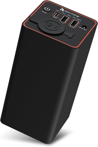 RoyPow Tragbares Ladegerät 30W PD USB-C Power Bank mit 12V Zigarettenanzünder Steckdose, externem Ak