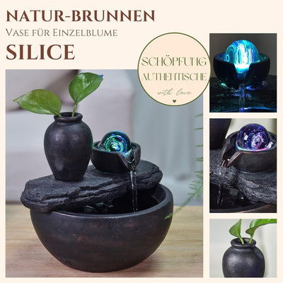 Natürlicher Innenbrunnen mit Vase Soli Blumenplan Plan des farbigen LED -Lichttisches, H 19x21x17cm