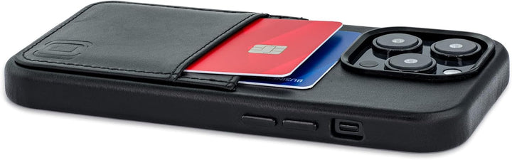 Dockem Echtleder Kartenetui für iPhone 14 Pro mit Kartenfachen und Integrierter Metallplatte zur Mag