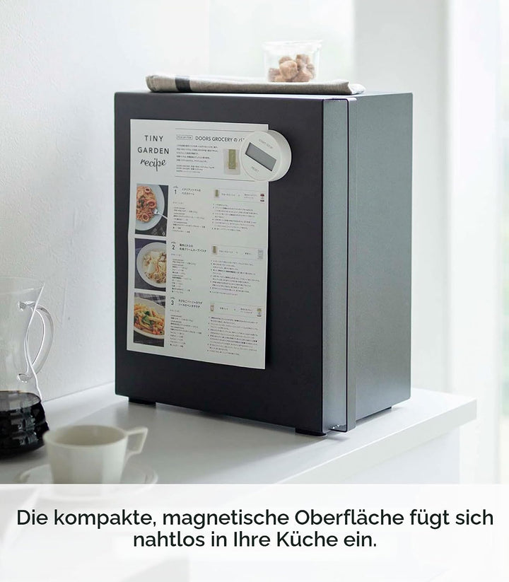 Yamazaki 5681 TOWER Brotkasten, hochkant, schwarz, Stahl, Minimalistisches Design, Schwarz