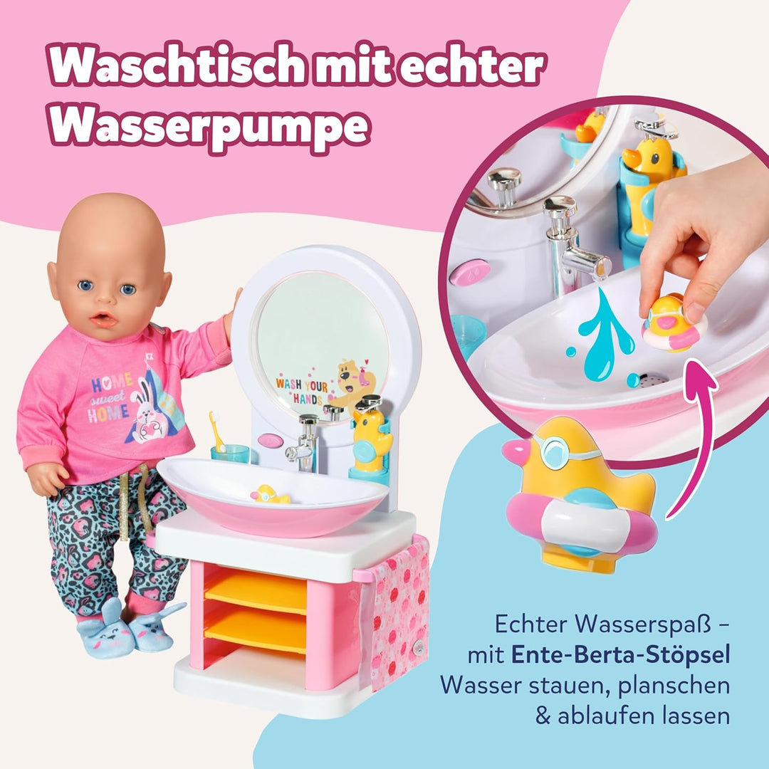 Zapf Creation 832707 BABY born Bath Waschtisch- interaktiver Puppenwaschtisch mit Licht- und Soundfu