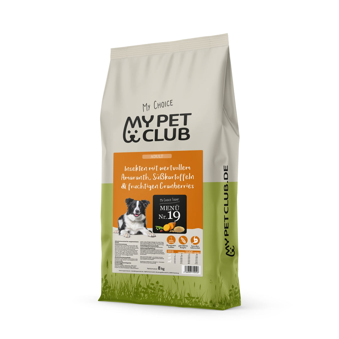 My Pet Club Insekten (1 x 8 kg) getreidefreies Hundefutter sensitiv I 33% Insekten Anteil I hypoalle