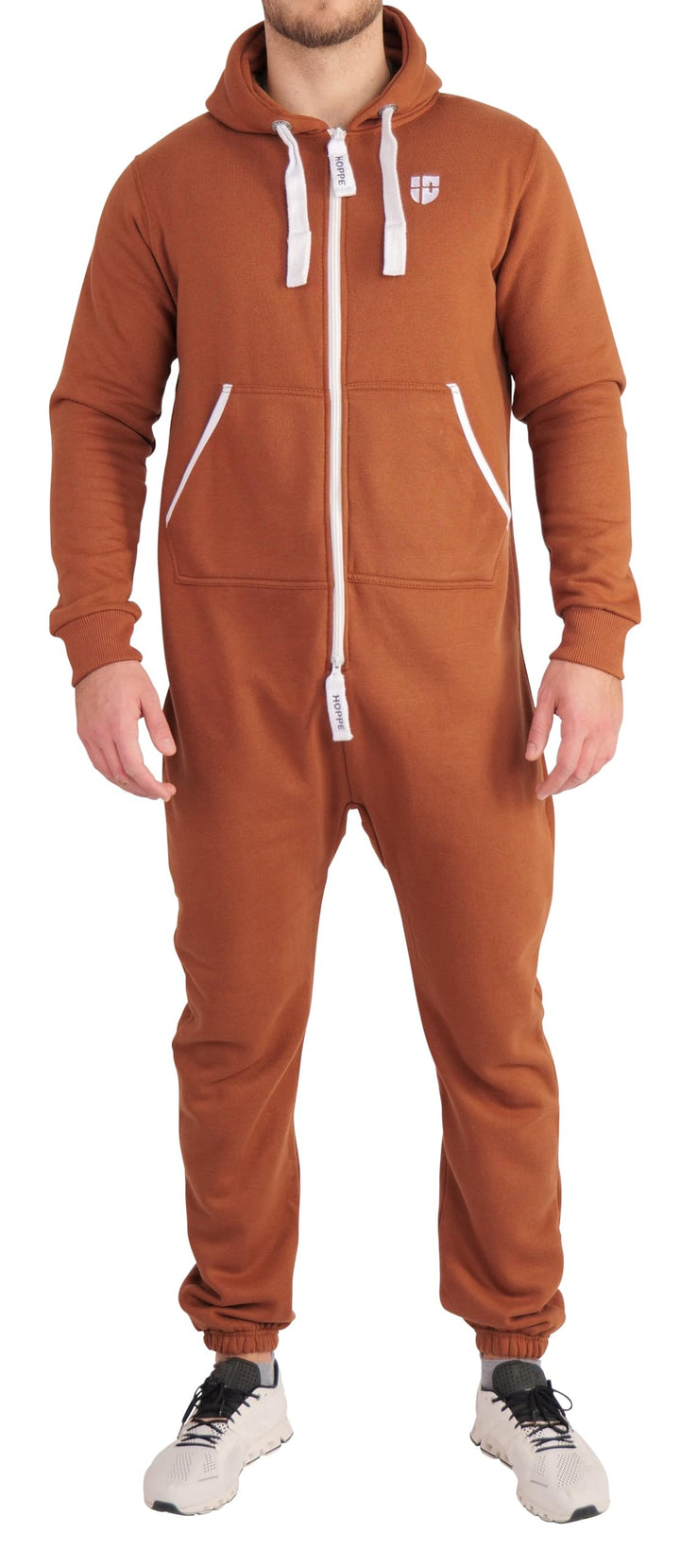 Gennadi Hoppe Herren Jumpsuit Onesie Jogger Einteiler Overall Slim Fit M Hellbraun (Camel), M Hellbr