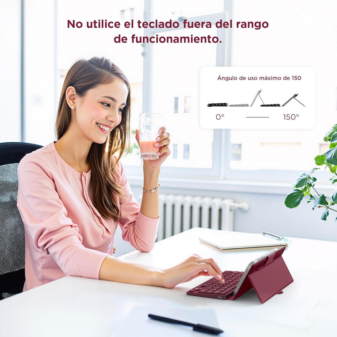 CACOE Bluetooth Tastatur mit Ständer, Mini Tastatur für Handy, Ultraflach, Tragbar, Faltbar, Dual-Ch
