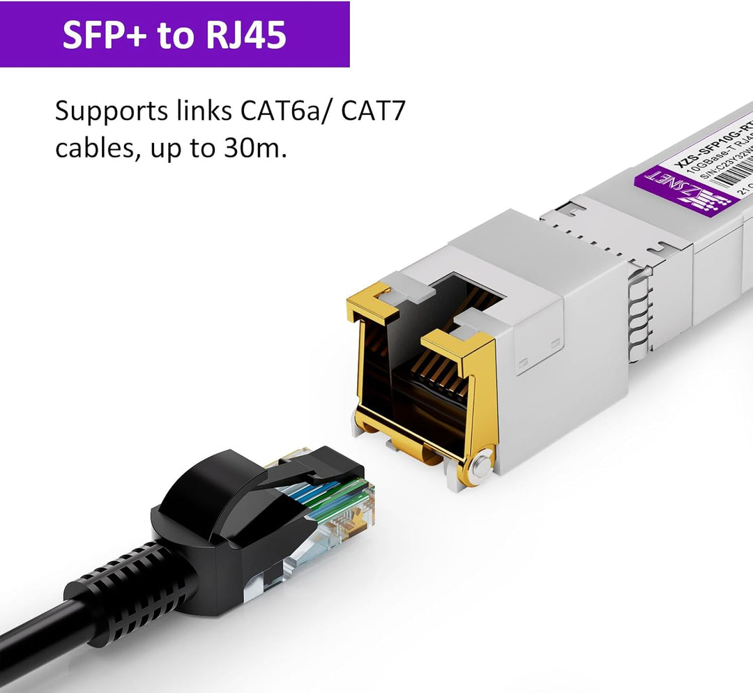 10G SFP+ auf RJ45 Modul, 1/2,5/5/10 Gb Multi-Rate 10GBASE-T Module, unterstützt Cat6a/7 bis zu 30m,