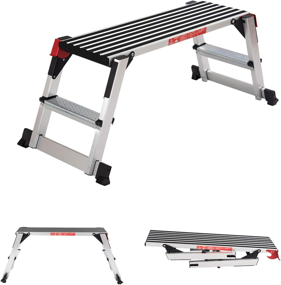RELAX4LIFE Arbeitsplattform Alu, Arbeitsbühne mit Ausgleichhebeln, klappbare Trittbank mit Sicherhei