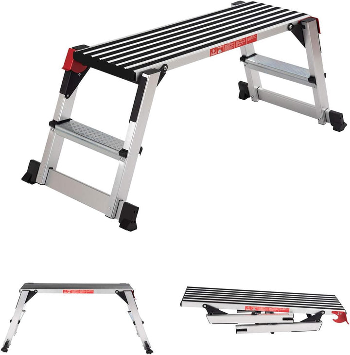 RELAX4LIFE Arbeitsplattform Alu, Arbeitsbühne mit Ausgleichhebeln, klappbare Trittbank mit Sicherhei