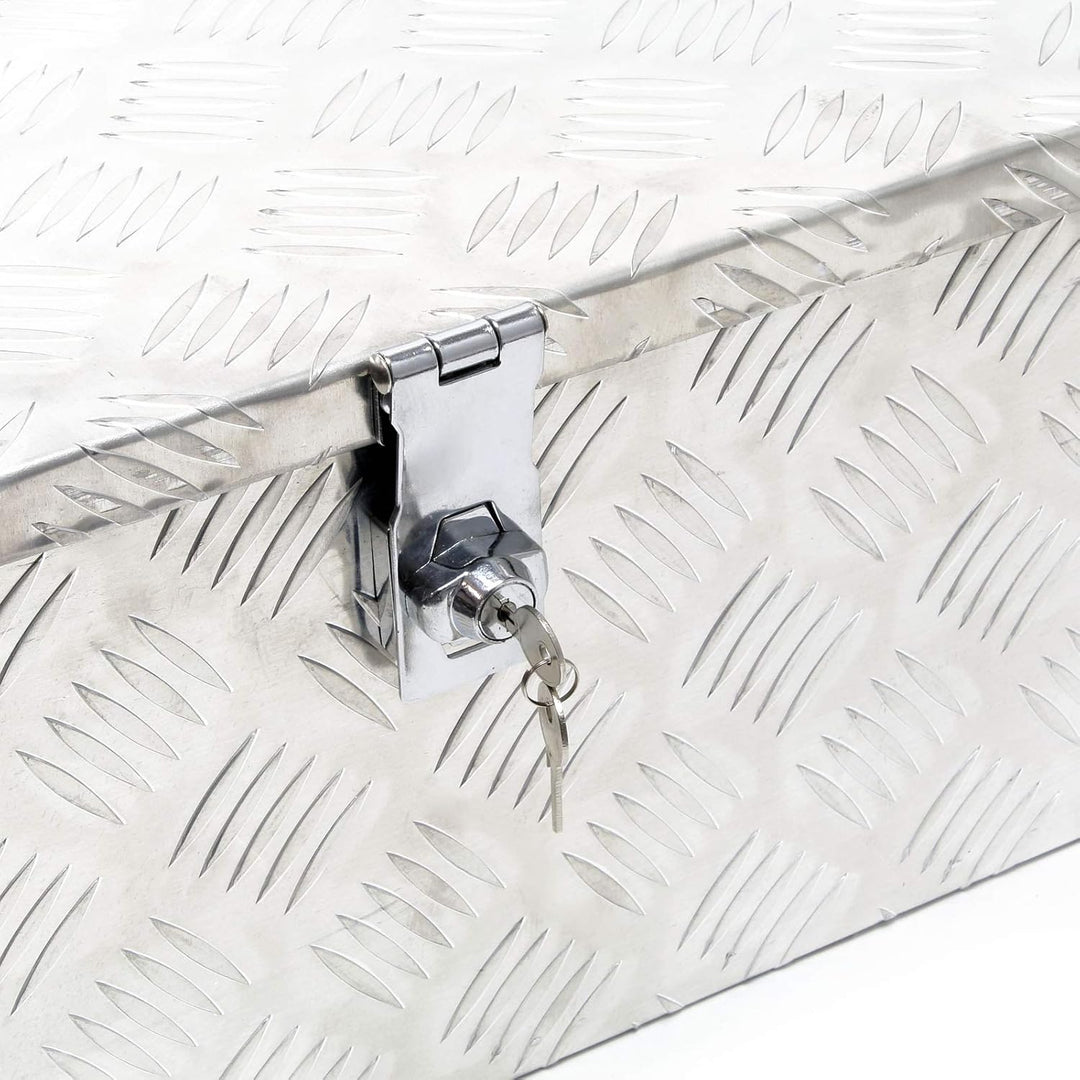 Wiltec Werkzeugbox Alu 76x32x24,5 cm Silberfarbene Transportbox, Werkzeugkiste inkl. Schlüssel, Alub