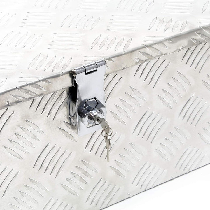 Wiltec Werkzeugbox Alu 76x32x24,5 cm Silberfarbene Transportbox, Werkzeugkiste inkl. Schlüssel, Alub