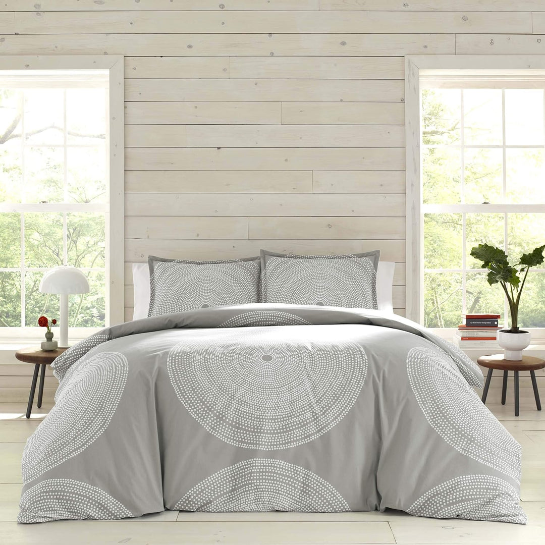 MARIMEKKO - Queen-Bettbezug-Set, Glatte Baumwoll-Perkal-Bettwäsche mit passenden Kissenbezügen, leic