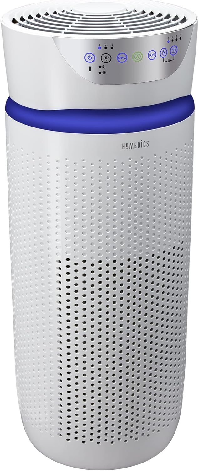 HoMedics 5 in 1 TotalClean Luftreiniger, HEPA- und Aktivkohle-Filtersystem mit Luftaustausch, 4,8 Ma