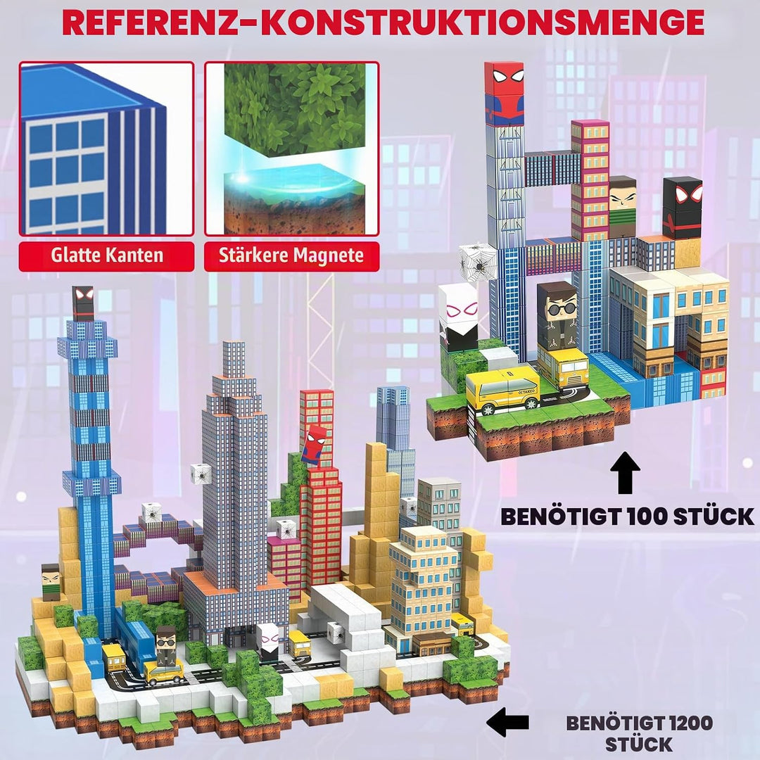 Magnetische Bausteine, 100 Stück 2CM Spider Magnetbausteine Bauwelt Spielzeug für Kinder ab 3 Jahre,