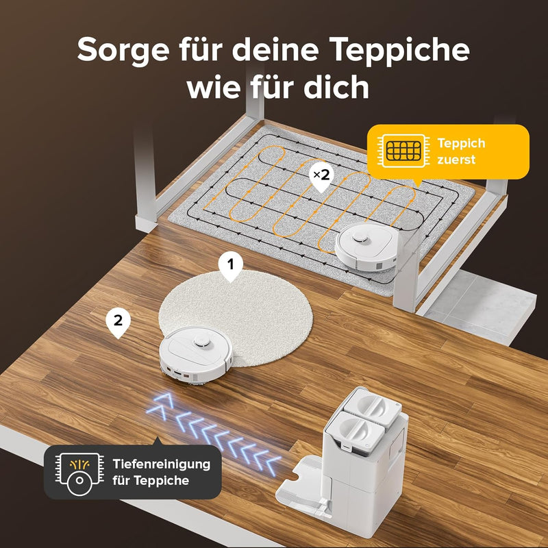 roborock Qrevo S Saugroboter mit Wischfunktion, 7000 Pa HyperForce® Reinigungsleistung, 45 dB(A) lei