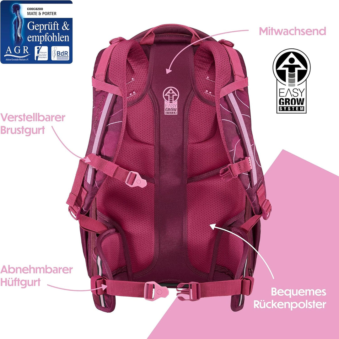 coocazoo Schulrucksack Porter, ergonomischer & anpassbarer Tornister, höhen- & grössenverstellbar, m