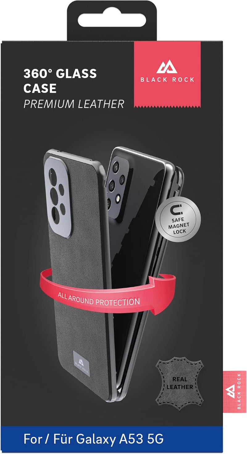 Black Rock - Hülle Leder 360 Grad Glass Case Passend für Samsung Galaxy A53 5G I Handyhülle, Magnet