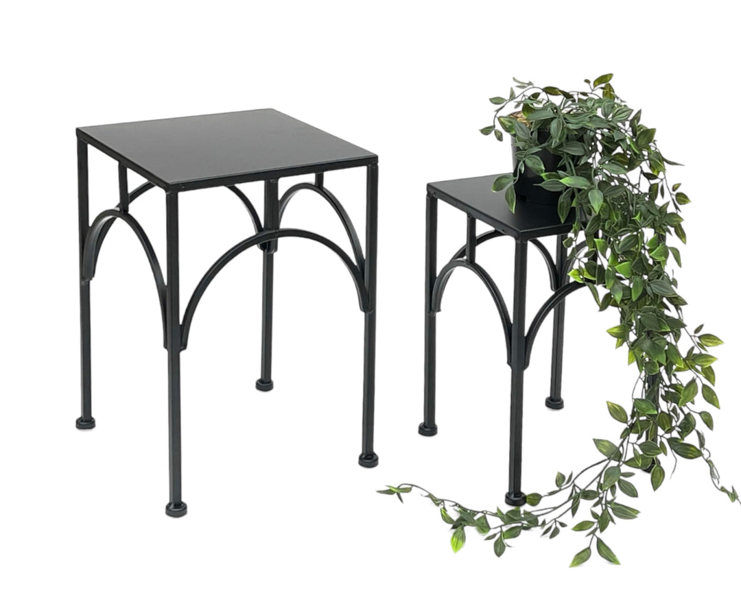 DanDiBo Blumenhocker Metall Schwarz Eckig Blumenständer Beistelltisch 96449 2er Set Pflanzenständer