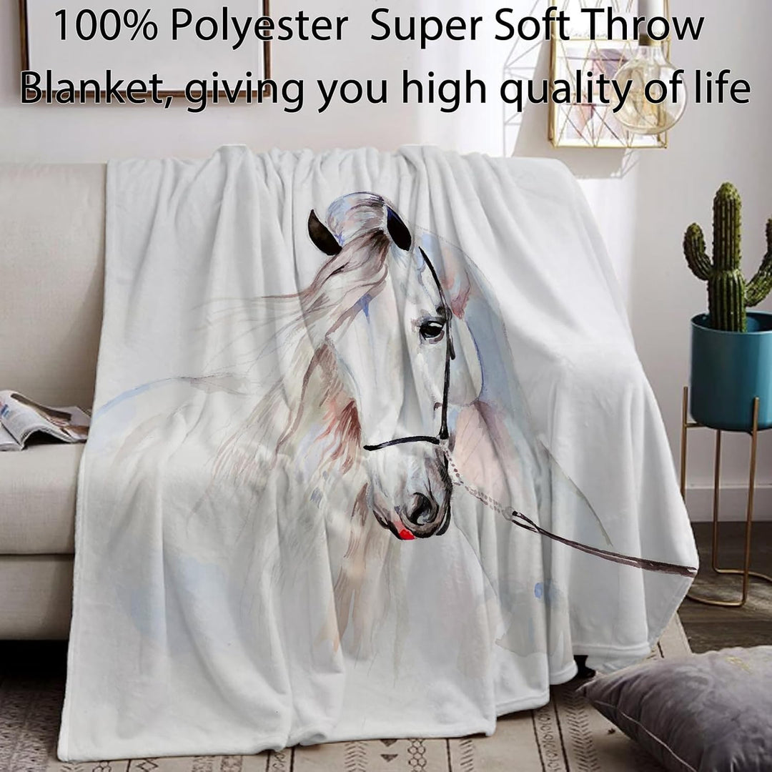 Pferd Kuscheldecke Flanell Decke Fleecedecke Flauschig Weich und Warme,3D Pferd Wohndecke Sofadecke