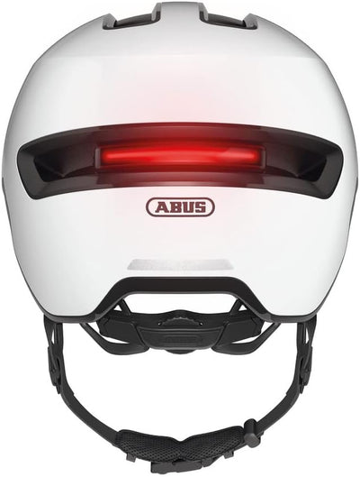 ABUS Stadthelm HUD-Y ACE - stylischer Fahrradhelm mit Visier und magnetischem, aufladbarem LED-Rückl