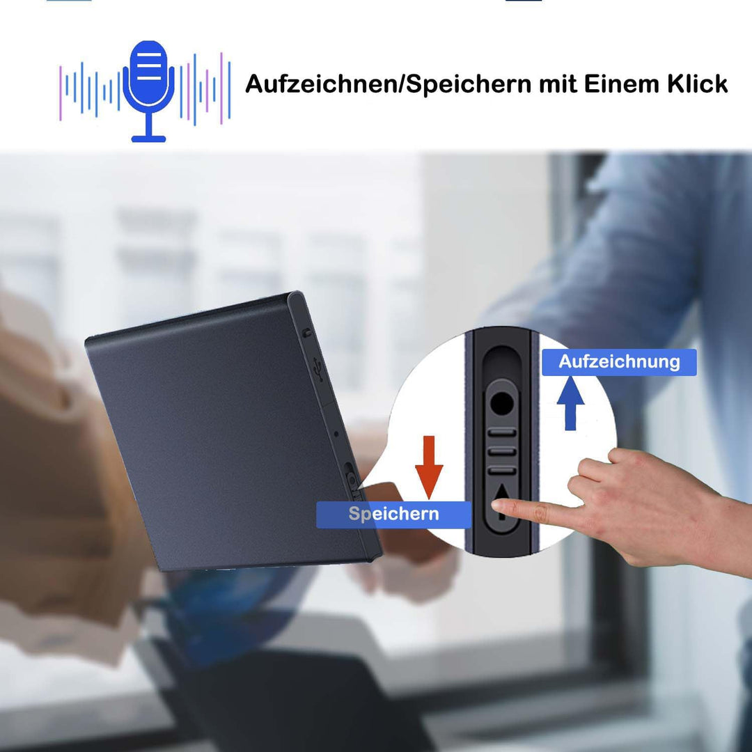 Mini-Diktiergerät, 64 GB, professioneller Sprachrekorder mit Sprachaktivierung, 60 Stunden Aufnahme,