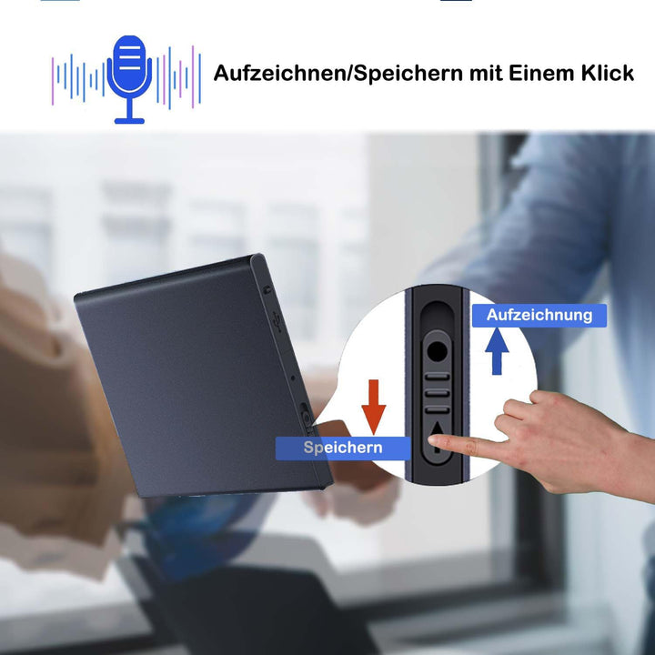 Mini-Diktiergerät, 64 GB, professioneller Sprachrekorder mit Sprachaktivierung, 60 Stunden Aufnahme,