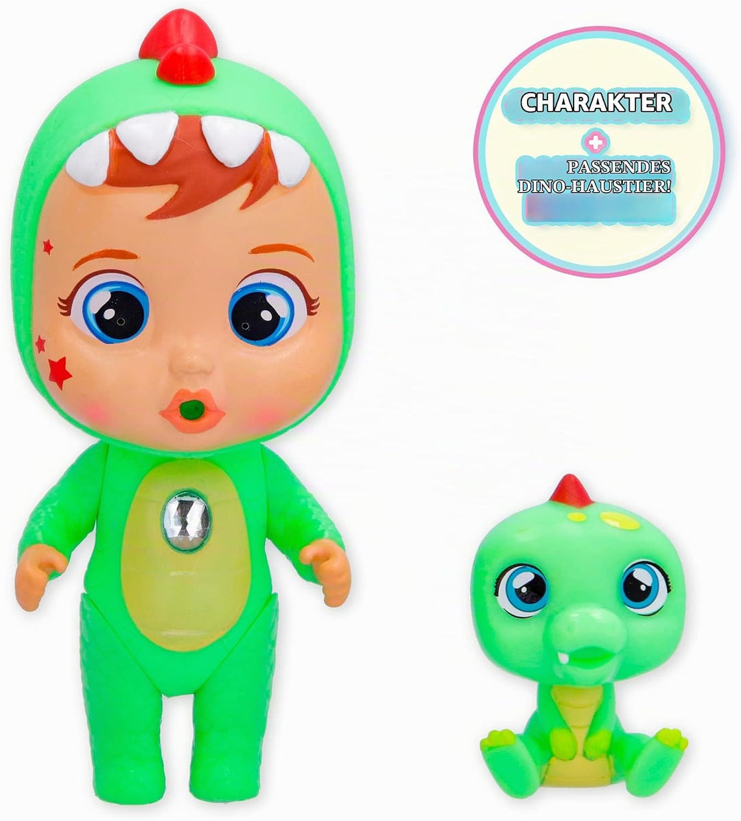 Cry Babies Magic Tears 904163 Dinosaur Puppe, Mehrfarbig Einzelbett, Einzelbett