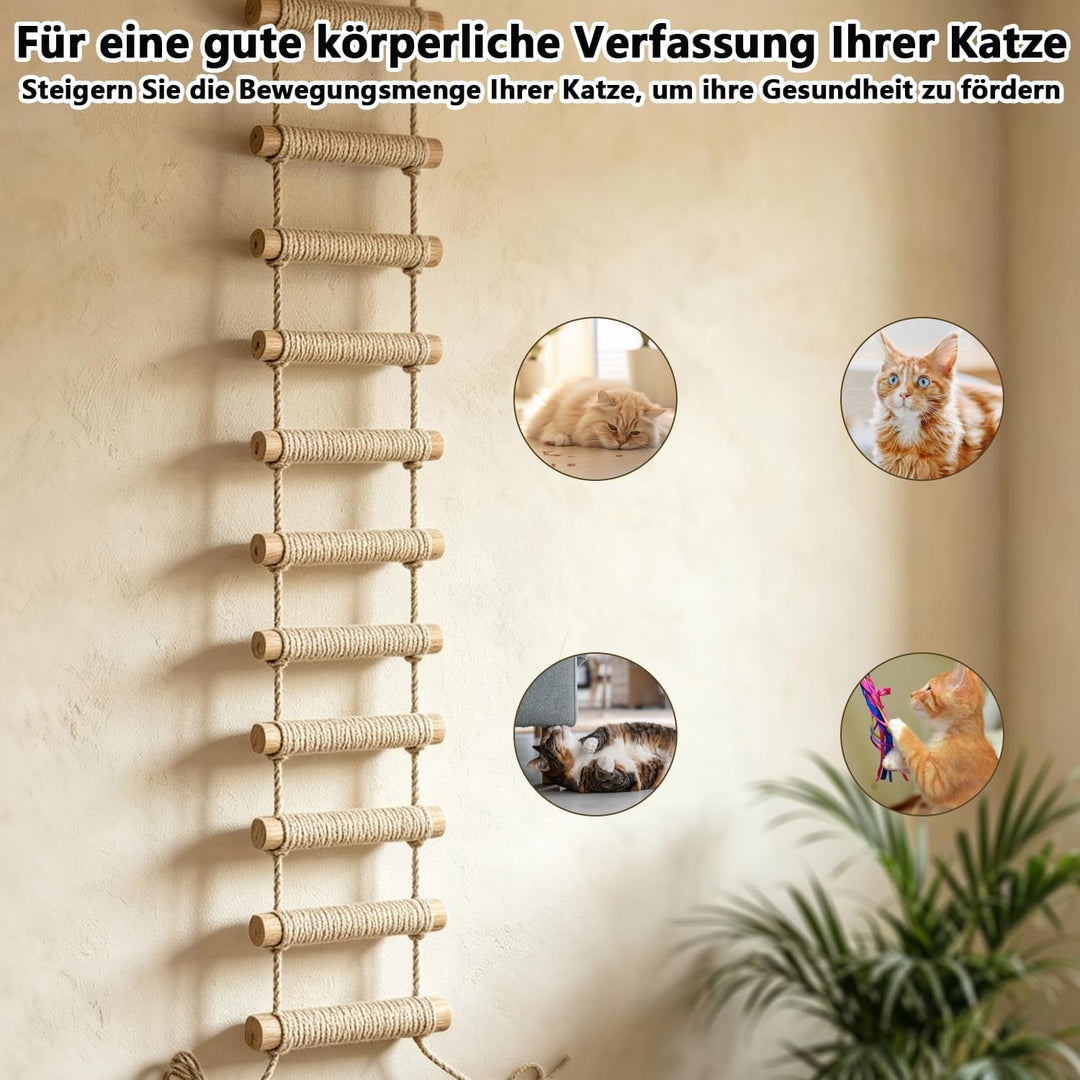 Sisalseil Katzenleiter 100 cm, Kletterleiter &amp; Katzentreppe für Wand, Balkon, Innen &amp; Aussen, Kratzb