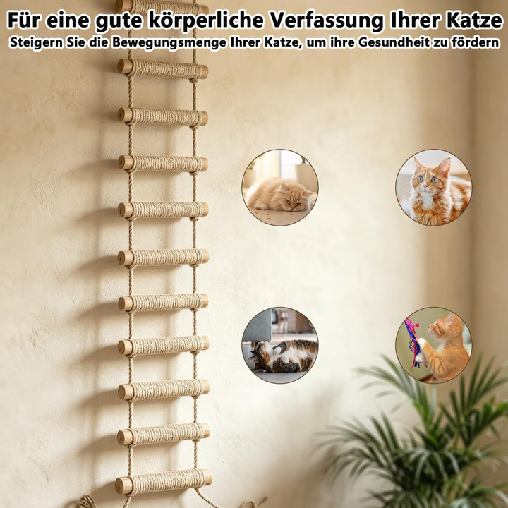 Sisalseil Katzenleiter 100 cm, Kletterleiter &amp; Katzentreppe für Wand, Balkon, Innen &amp; Aussen, Kratzb