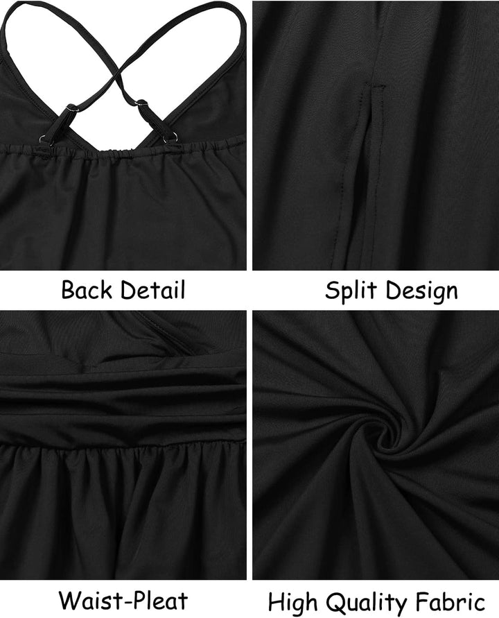 JENJON Damen Sommer Kleid Elegant Off Shoulder Kurzarm Ohne Arm V-Ausschnit Tunika Maxikleider Casua