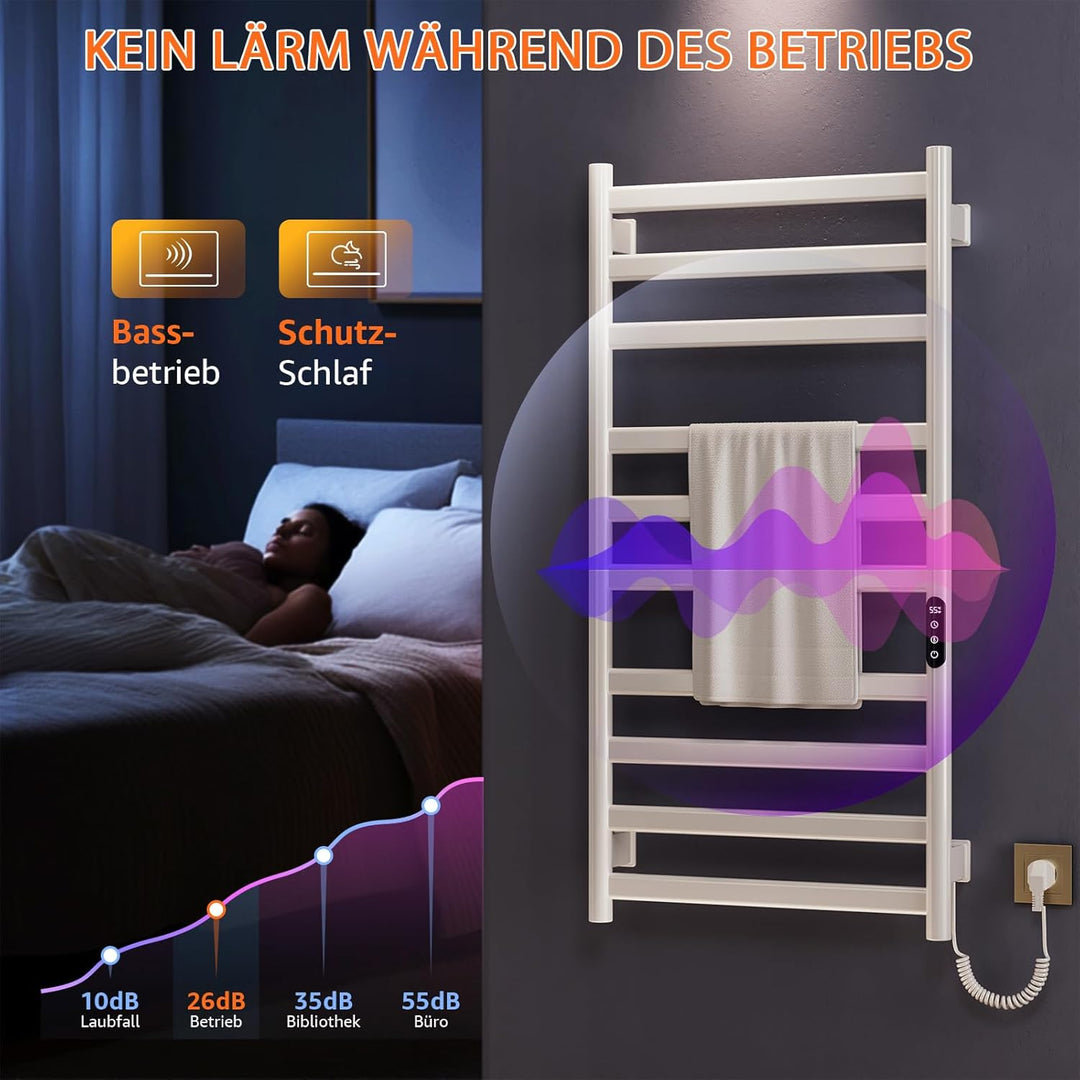 Badheizkörper Elektrisch 285W Handtuchheizer Einstellbare Temperatur 35°-70°C, handtuchwärmer mit 1-