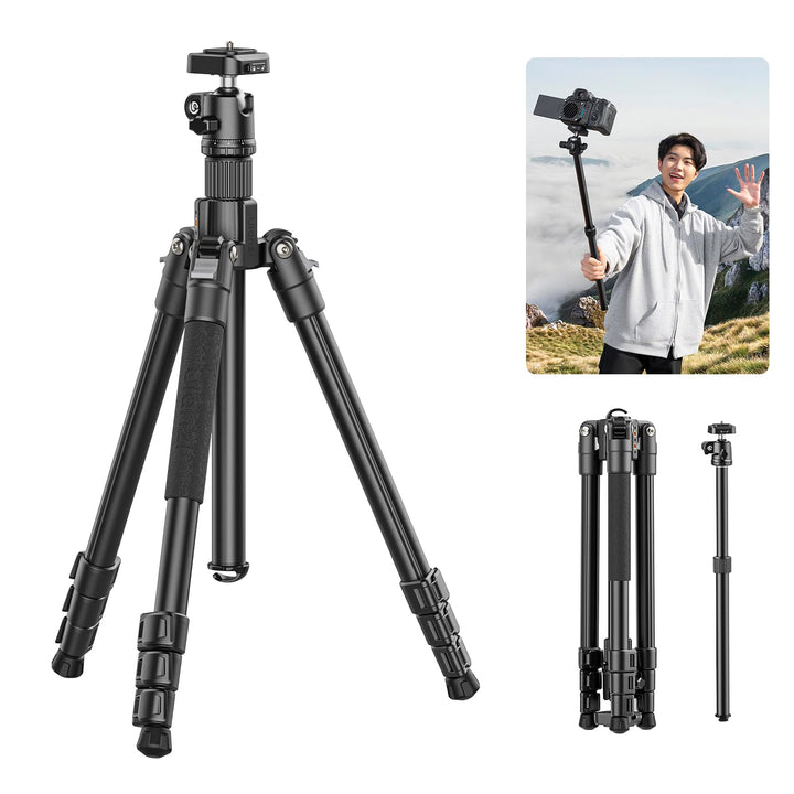 ULANZI TT53 Stativ Kamera Aluminium mit 360° Panoramakugelkopf und Uka Schnellfreigabeplatte, 180cm