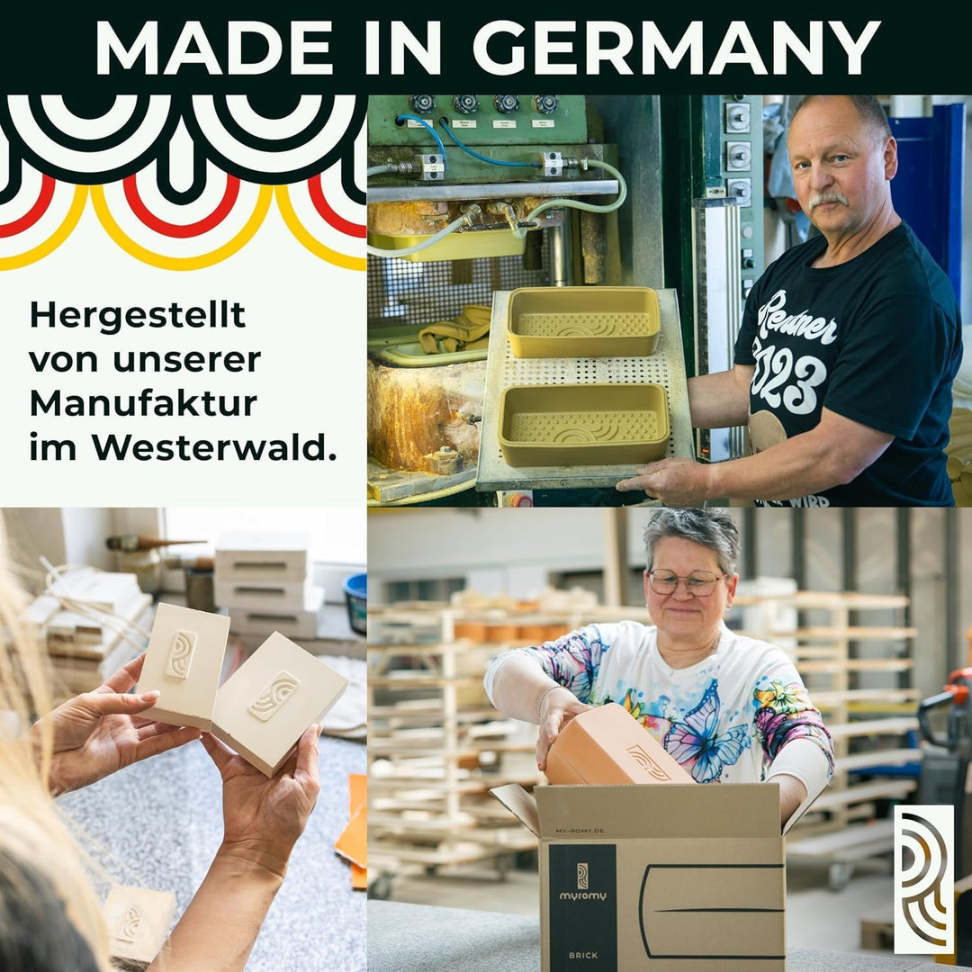 myromy® Brick Classic Backform & Mini-Bräter aus Keramik Natur-Ton – Brotbackform & Auflaufform mit