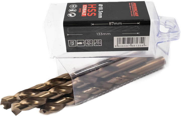 HSS Metallbohrer DIN338 M35 5% Kobalt zum Bohren in Edelstahl, Eisen und anderen Metallen Packung mi