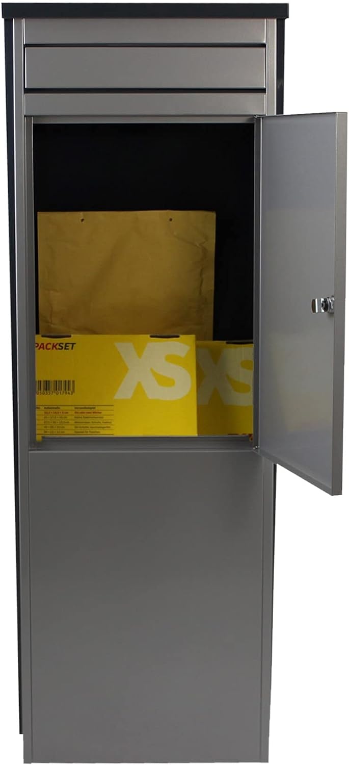 Standbriefkasten Safepost Eurotrend No.1 grosser Postkasten anthrazit-Silbergrau Postbox modern