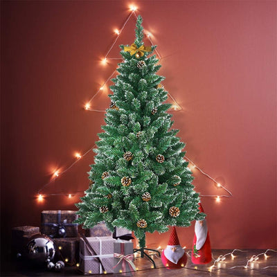 LARS360 180cm Künstlicher Weihnachtsbaum, Christbaum Tannenbaum Grüne PVC mit Schnee-Effekt, Christb