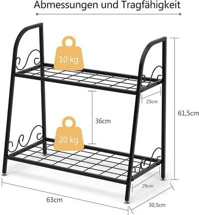 COSTWAY 2 - stufiger Metall Pflanzenständer, Multifunktionales Pflanzenregal Ausstellungsregal für d
