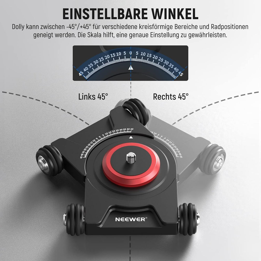 NEEWER Kamera Slider Dolly mit Kugelkopf und Telefonklemme, 4 rädriger Tisch Dolly mit 360° Panorama